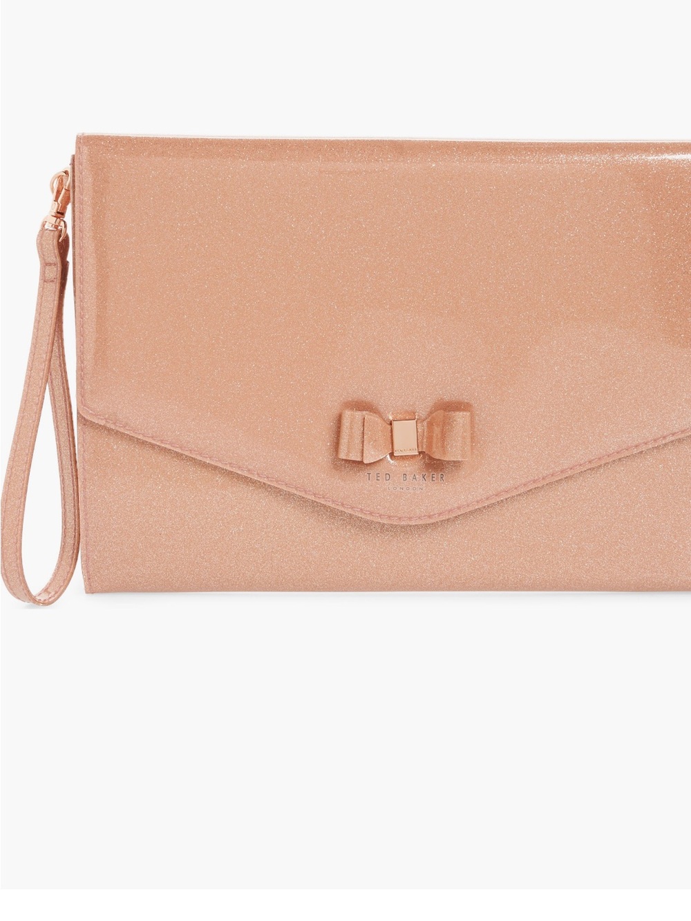 Ted Baker Laurea Sparkle Rose Gold Glitter Envelope Wristlet Clutch
